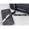 Nutanix Accessory Pouch with black wireless charging Powerbank, Keychain cable and pen.